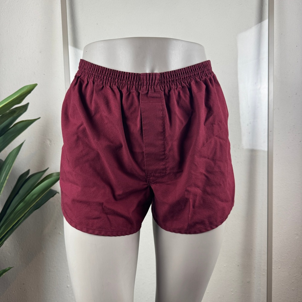 Retro 90s Unisex Jockey Boxer Shorts Size 32 Maroon Burgundy‎ Vintage Loungewear